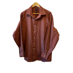 ARROW Classic Fit Rust Button Up Collared Long Sleeve Dress Shirt 17